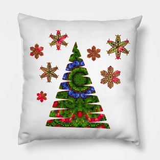 Christmas Floral Kaleidoscope Green and Red Pillow