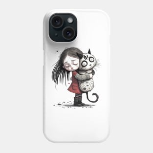 Little Girl hugging her Cat Phone Case