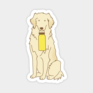 Golden Retriever holding water bottle Magnet