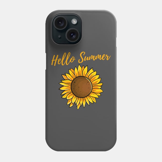 Hello Summer Sunflower Design Phone Case by JustCreativity