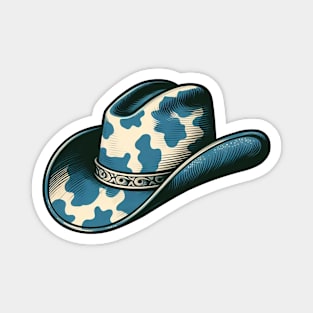 Blue cow print cowboy hat Magnet