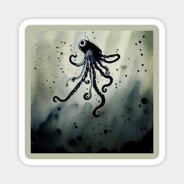 Squid shooting ink Magnet by fistikci