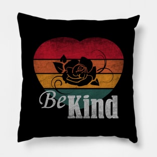 Be Kind T-shirt Heart Retro Pillow