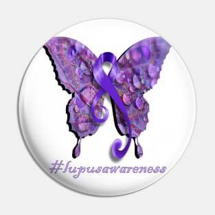 Lupus Awareness, Beautiful Butterfly Purple Ribbon Support A Cure for Lupus Pin