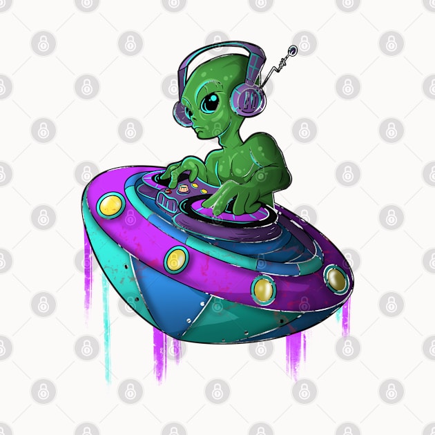 Alien Music Dj in Space by Trendy Black Sheep