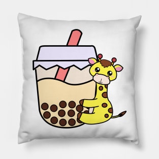 Baby Kawaii Giraffe Hugs Sweet Bubble Tea Cream Boba Tea Pillow