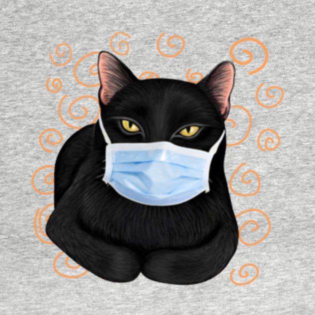 Black Cat Masked Coronavirus Funny Black Cat T Shirt Teepublic