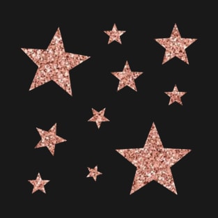 Rose Gold Faux Glitter Stars T-Shirt