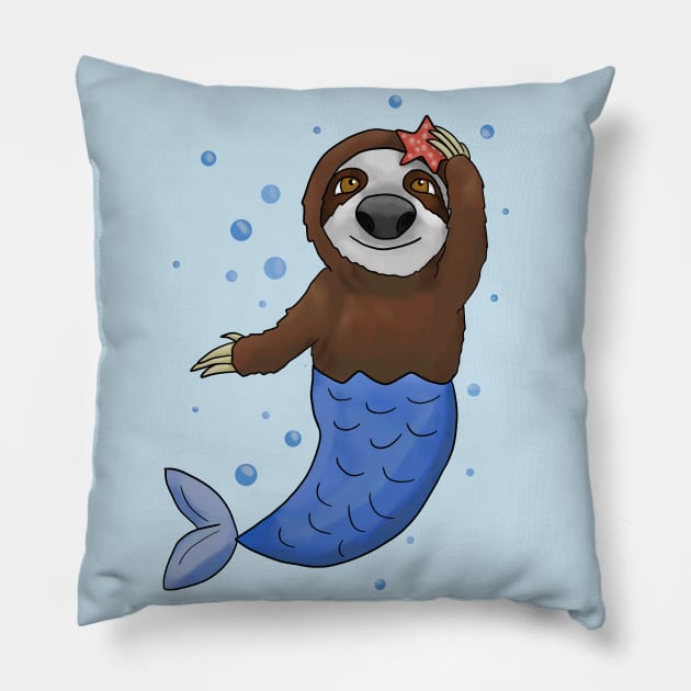 Sloth - mermaid Pillow by Antiope