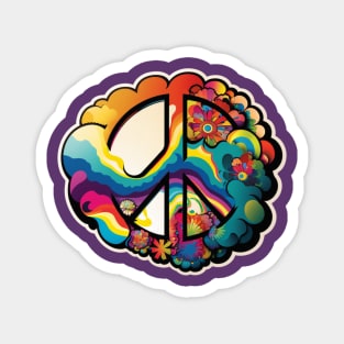 Groovy Psychedelic Peace Sign in Purple Magnet