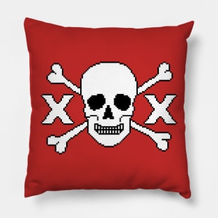 Pixelated Straight Edge Skull and Crossbones XXX Pillow