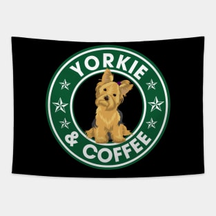 Yorkie And Coffee Tapestry