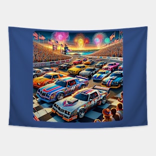 Vintage Race Day 4th of July 80s Tapestry