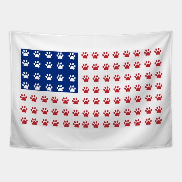 American flag made of paw prints Tapestry by GULSENGUNEL