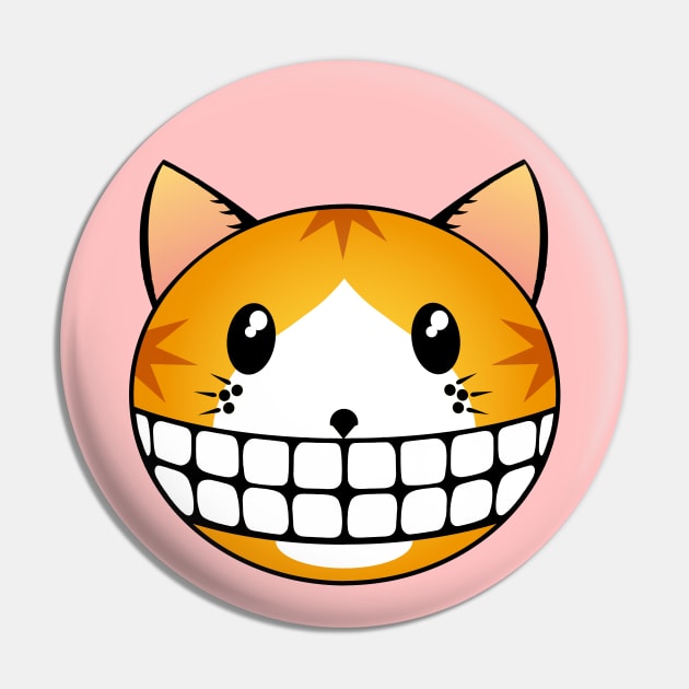 Cute Ginger Tuxie Kitty with Big Smile Pin by RawSunArt