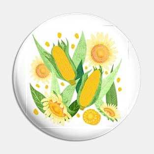 Corn and sunflower print Pin