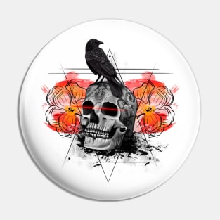 Skull and Raven Pin