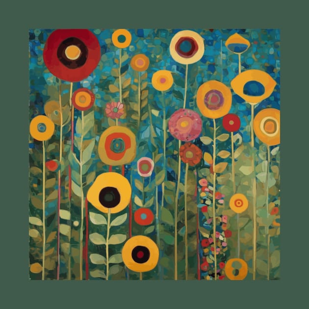 Colorful Abstract Flower Garden Landscape After Klimt by bragova