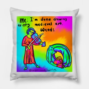 Trippy Weird Medieval Art 90s Retro Rainbow Frank Style Pillow