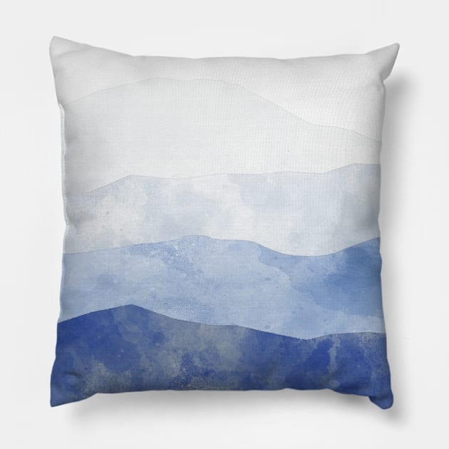 Abstract Watercolor Mountains Landscape Pillow by HappyGiftArt