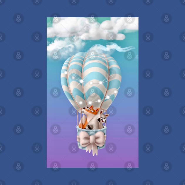 “Hot Air Balloon Adventures - Raccoon & Fox” by Colette22
