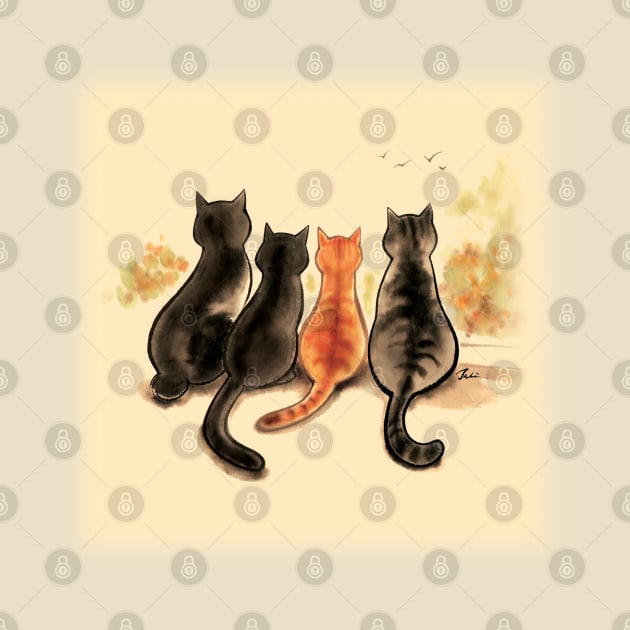 Cats family window view by juliewu