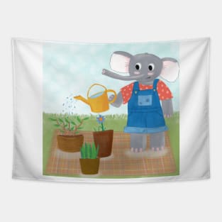 Gardening elephant Tapestry