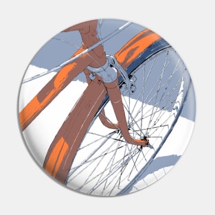 Bicycle in Orange and Blue Pin