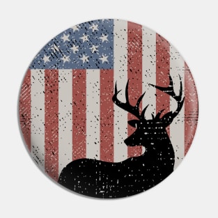 Whitetail Buck Deer USA Flag Pin