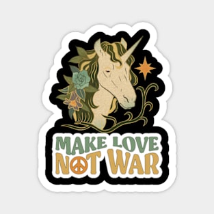 Make Love not War Unicorn Vintage Magnet