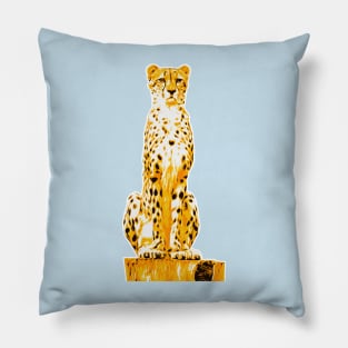 Illustrated Cheetah Siting On Log Pillow