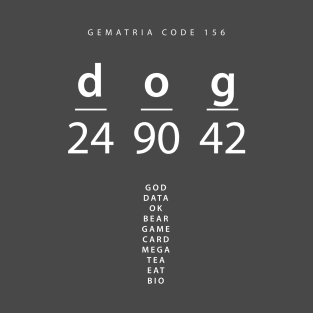 Dog word code in the English Gematria T-Shirt