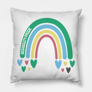 Disability Pride Awareness Rainbow with hearts Pillow