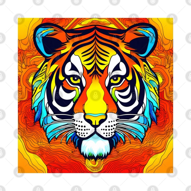 Psychedelic Art Tiger Head by Ruggeri Collection