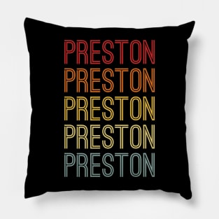 Preston Name Vintage Retro Pattern Pillow