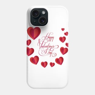 Happy Valentines Day Calligraphy Text. Romance background with red  heart shapes, love symbol. Beautiful Gifts. Cute. Valentine. Care Phone Case