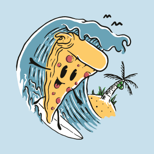 Pizza Surf Surfen Surfboard Surfer T-Shirt