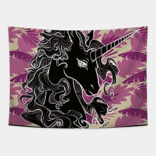 Black unicorn Tapestry
