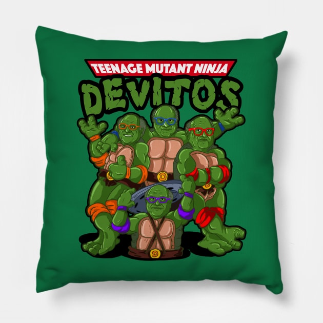 Teenage Mutant Ninja DeVitos Pillow by Harley Warren