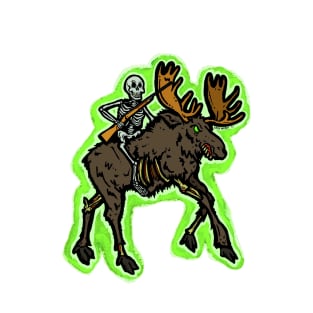 Creepy Alaska Moose Zombie Skeleton Hunter T-Shirt