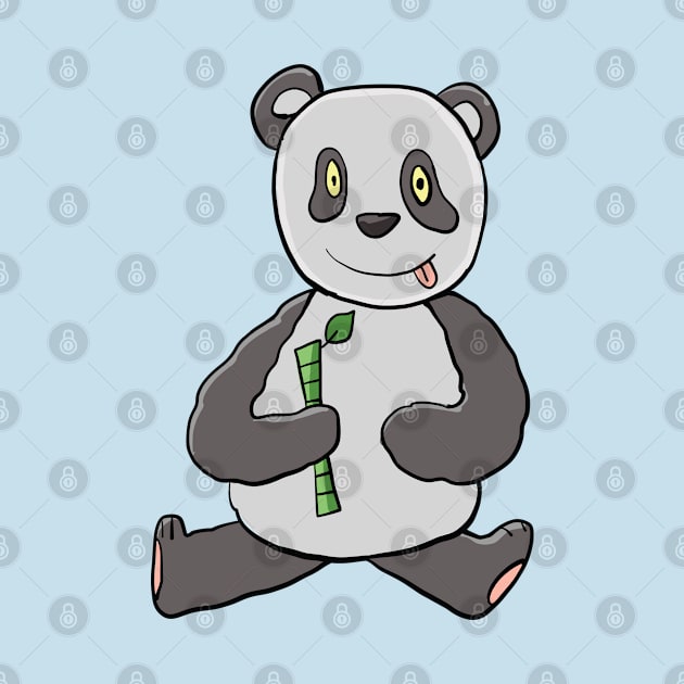 panda bear with bamboo in hand by duxpavlic