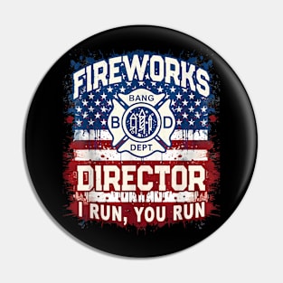 USA Flag FIREWORKS DIRECTOR Safety Tech Tech Boom Squad Pin