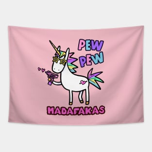 Pew Pew! Cool Unicorn Tapestry