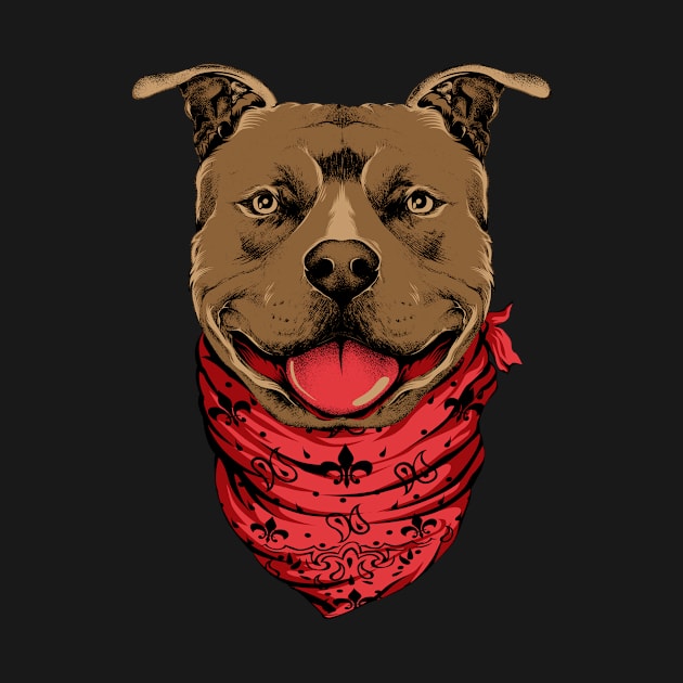 Pit Bull With Kerchief by JFDesign123