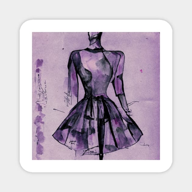 Fashion Purple Watercolor Ombre Model Suit Magnet by Moon Art