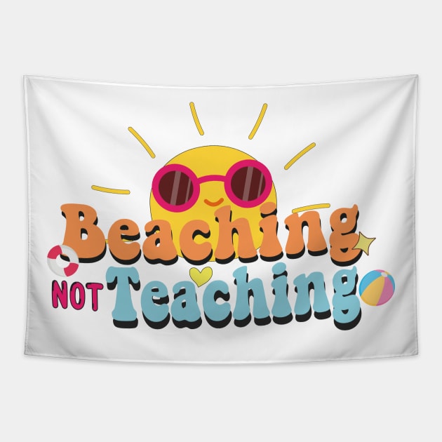 Beaching Not Teaching Groovy Summer Vacation Tapestry by EvetStyles