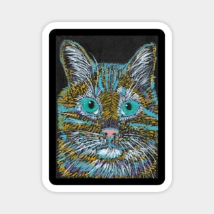 Abstract colorful cat face Magnet