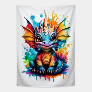 Little Dragon - Cute Baby Dragon Colourful Tapestry