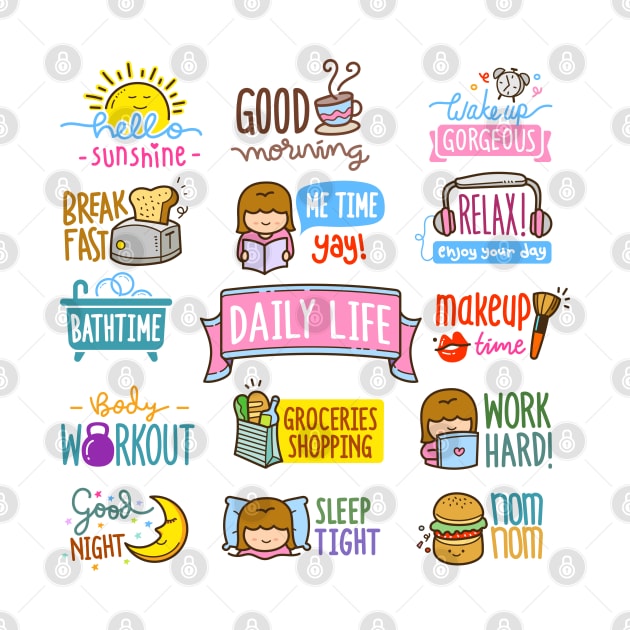 Sunshine Girl daily routine stickers set by Eskitus Fashion