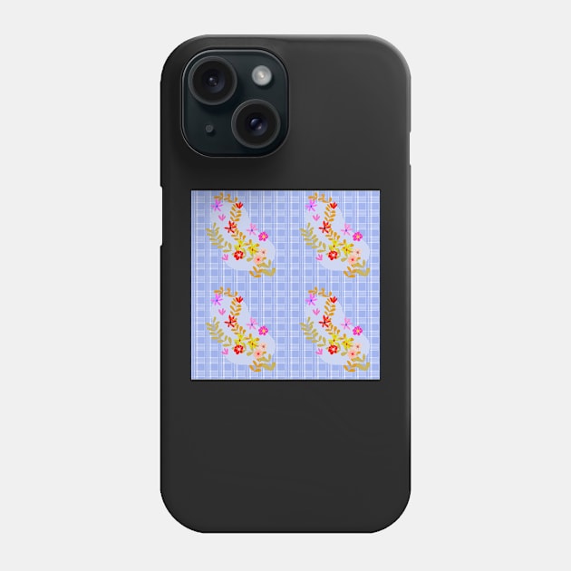 Gingham and Flowers Phone Case by CATiltedArt